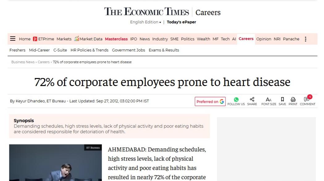 Corporate wellness newspaper cutting